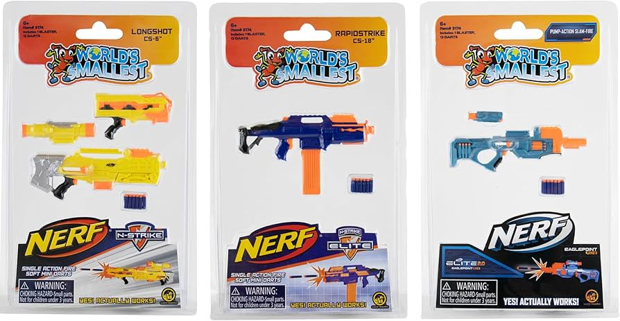 World’s Smallest Nerf Elite 2.0 Blasters (Set of 3) | Amazon (US)