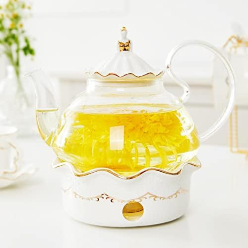 DUJUST Blooming Tea Pot Set, Luxury British Design with Relief Decor & Gold Trims, Hand-Crafted C... | Amazon (US)