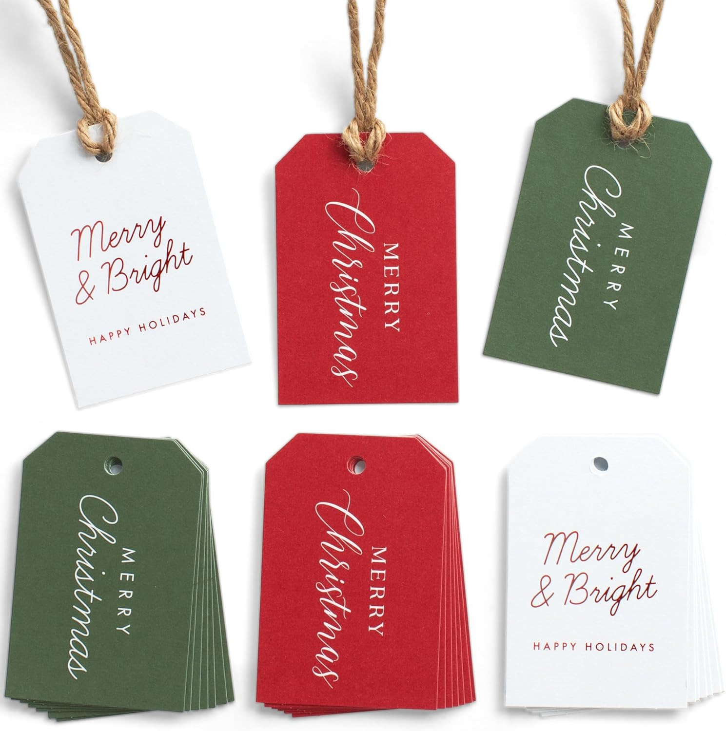 Beautiful Modern Christmas Gift Tags - 48 Quality Paper Labels with Rope for Personalizing Your H... | Amazon (US)