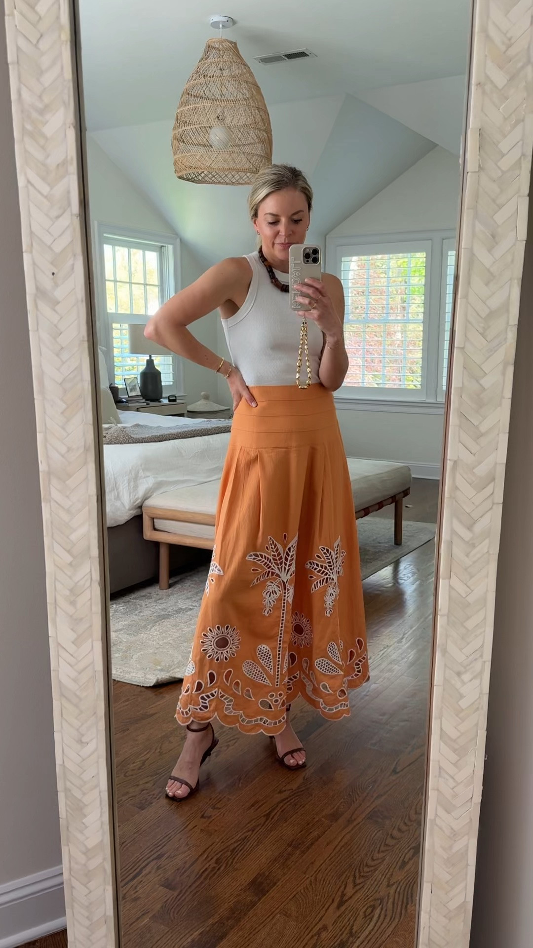My Anthro code is back!! 20% off $100+ with code KENDALL20
-small skirt, tts, I’m 5’5 (I had it tailored to sit higher on the waist. Maybe could have went with an XS) 
-heels tts
-similar tank

#LTKSaleAlert