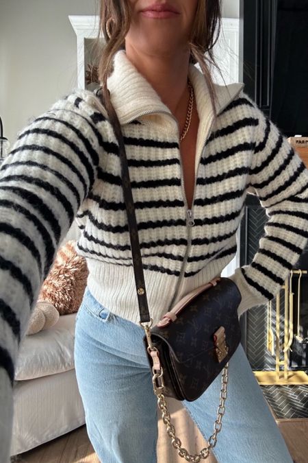 Fall style 
Jeans 
Birkenstocks 
Designer bag 
Stripe sweater 


#LTKstyletip #LTKSeasonal #LTKHoliday