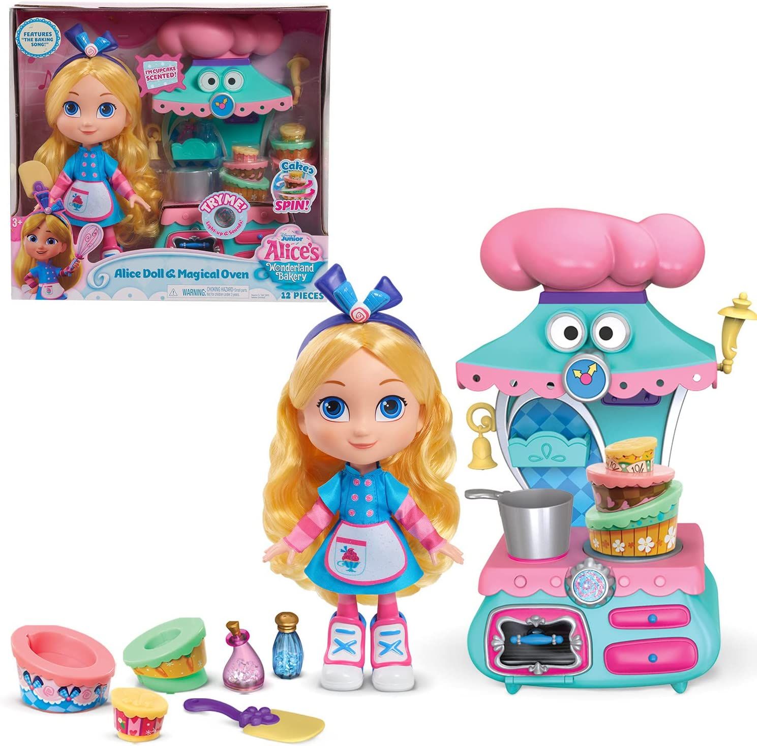 Disney Junior Alice’s Wonderland Bakery 10 Inch Alice & Magical Oven Playset with Doll and Acce... | Amazon (US)