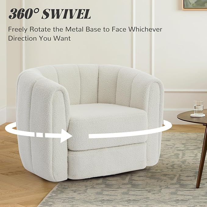 Swivel Accent Chair Set of 2, 360-degree Swivel Barrel Chair with Teddy Upholstery, Comfy Pumpkin... | Amazon (US)