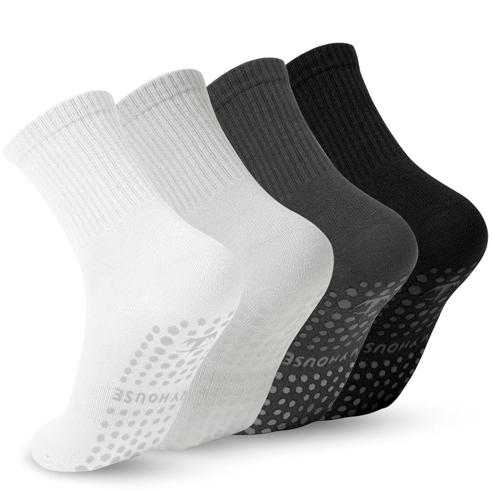 Ivyhouse Pilates Yoga Socks with Grips for Women - Crew Length Ballet Barre Socks - Sticky Workou... | Amazon (US)