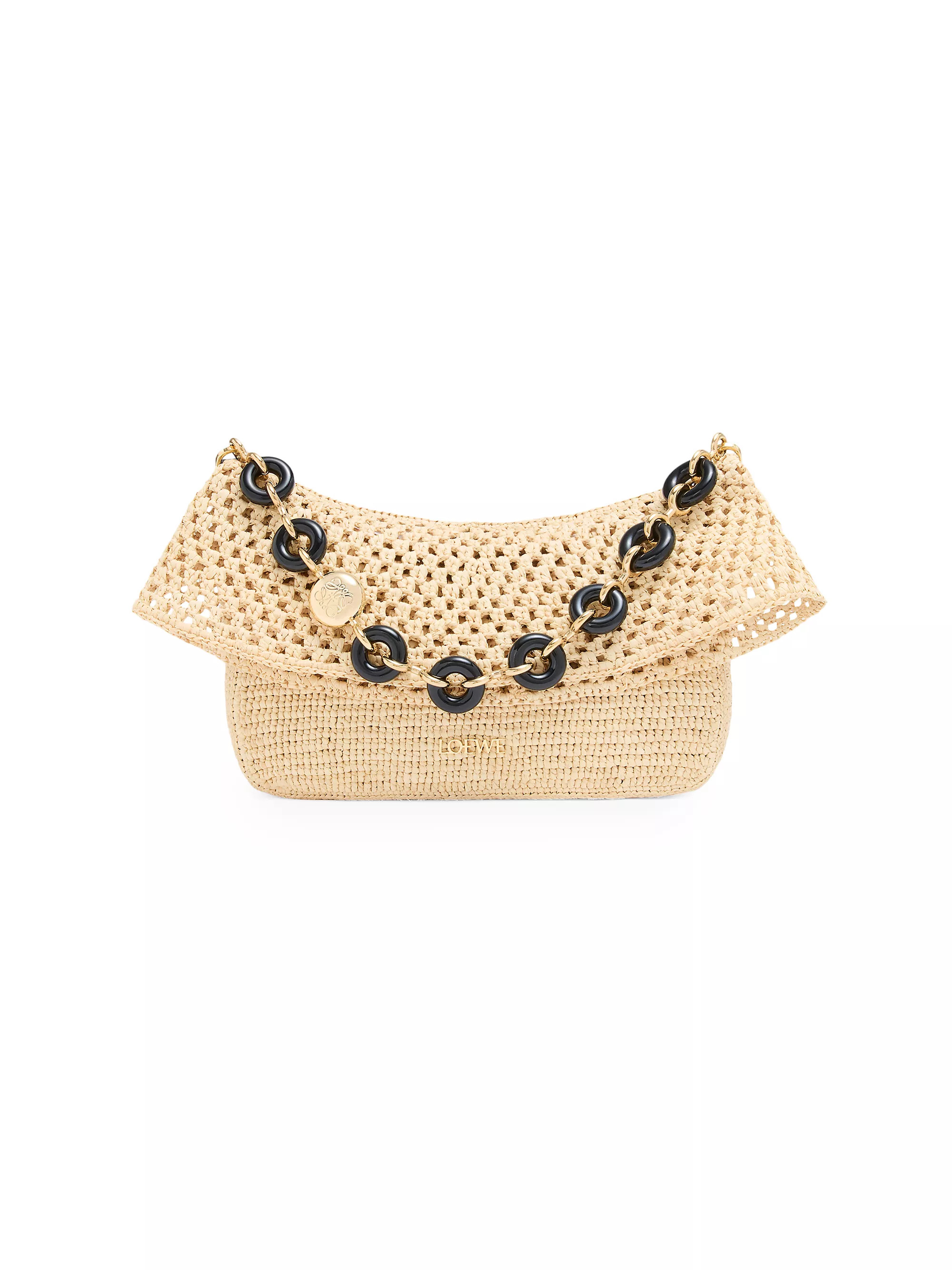 LOEWE x Paula's Ibiza Small Ola Raffia & Leather Shoulder Bag | Saks Fifth Avenue