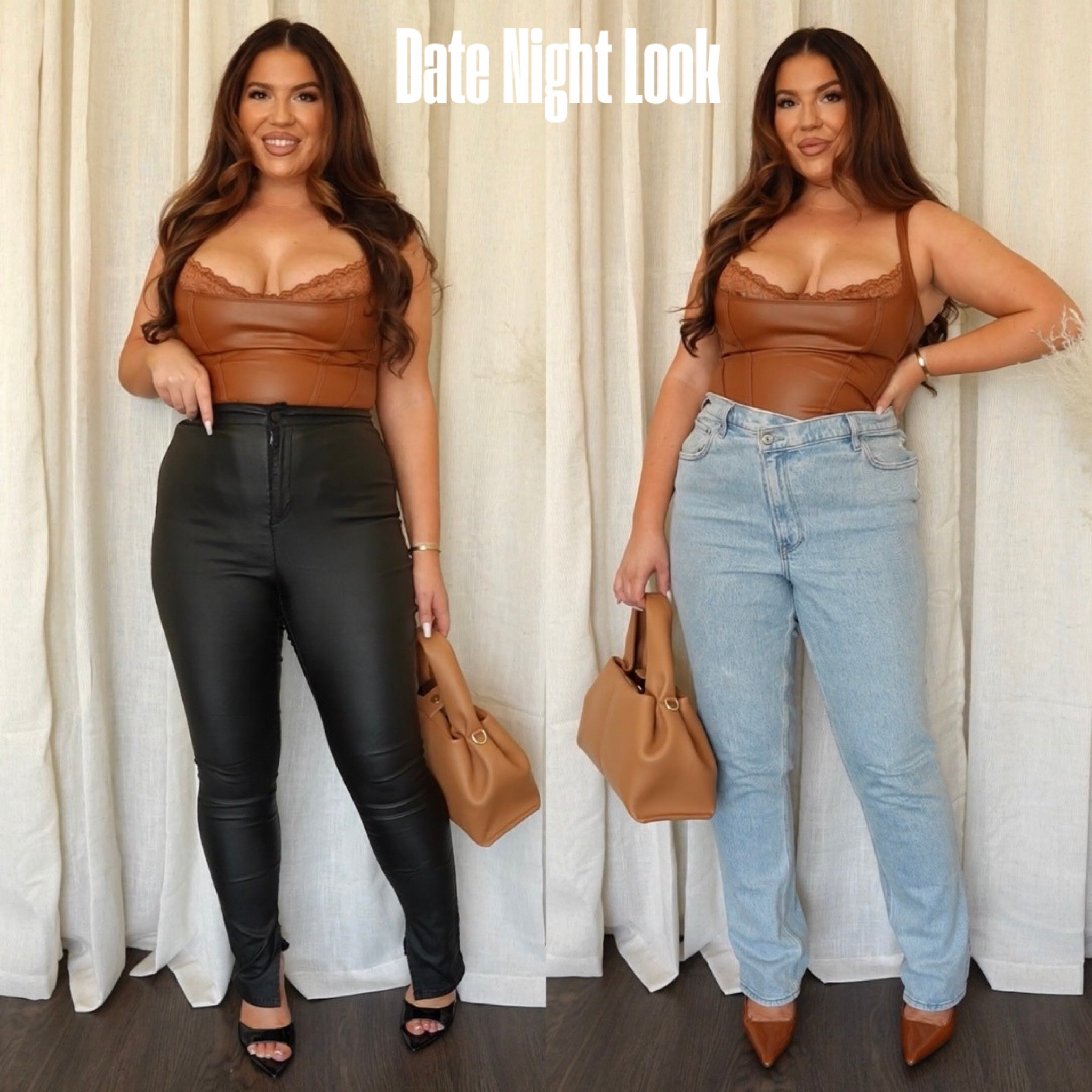 Shapewear Faux Leather Corset Top from Amazon, styled 2 ways! Wearing a size L; also linked faux leather pants (size 11, stretchy) and accessories! 🤎🖤🤎🖤

#LTKStyleTip #LTKMidsize #LTKFindsUnder100