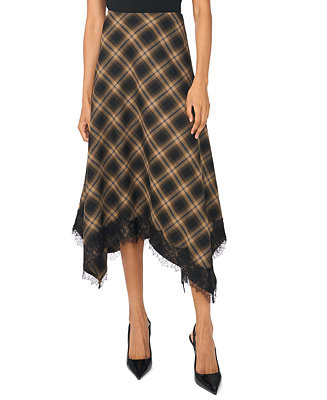 Women's Bias Cut Hankerchief Plaid A-Line Midi Skirt | Macy's