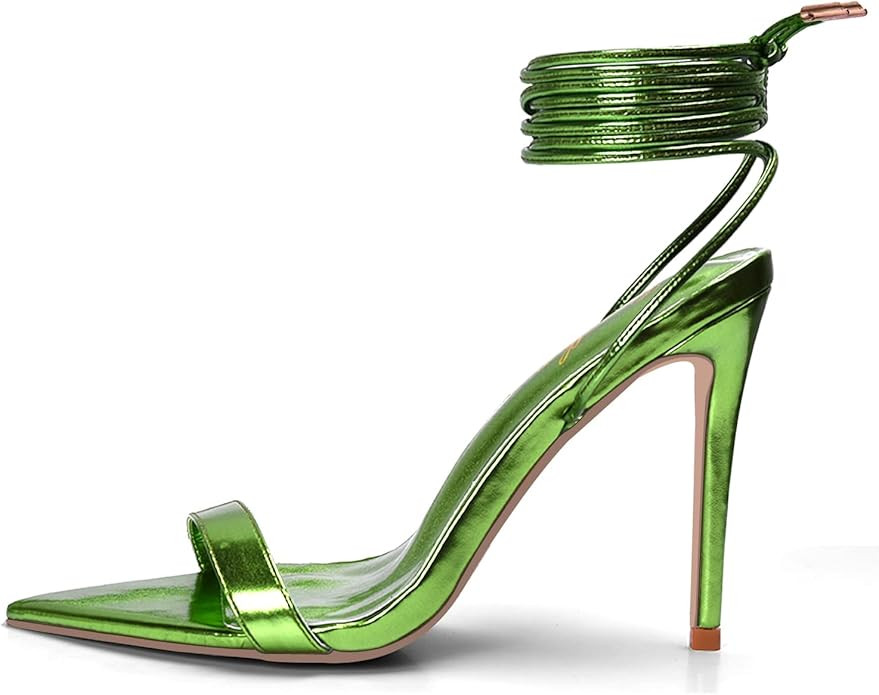 Elisabet Tang Women Lace up Heels Sandals Sexy 4.3 inch Strappy Stiletto Pointed Toe Heels Sandal... | Amazon (US)