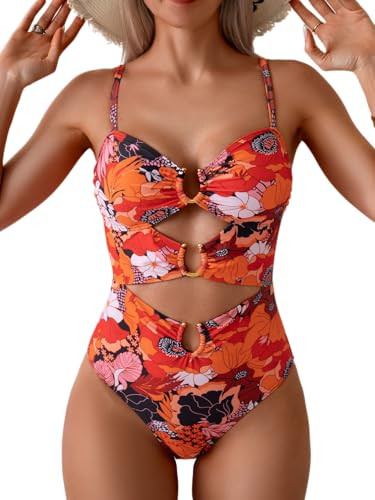Eomenie Womens Cutout One Piece Swimsuit with Ring Linked Sexy Monokini Bathing Suit for Beach Vacation | Amazon (US)