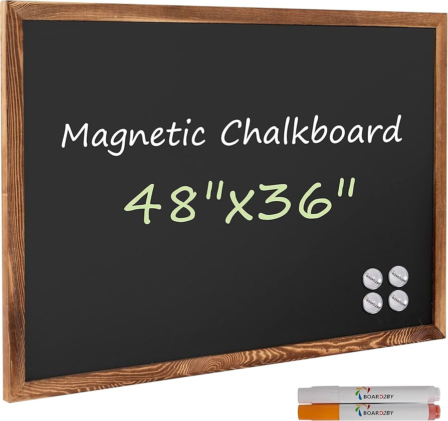 Board2by Magnetic Chalkboard Black Board 48 x 36, Extra Large Chalk Board Blackboard for Wall Dec... | Amazon (US)