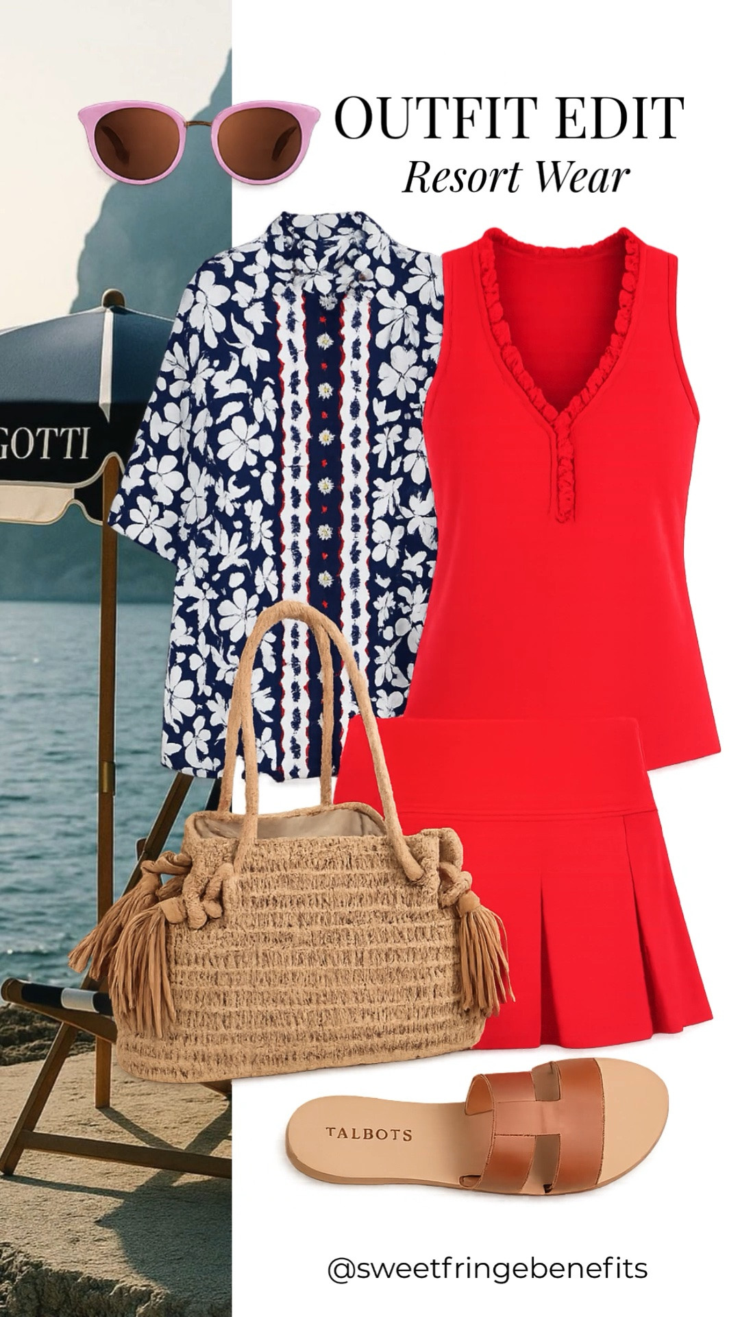 Vacation style made easy! ☀️ This resort-ready outfit pairs a vibrant red tank and matching skort with a breezy floral button-down for the perfect pop of color. Finish the look with a woven tote, comfy slides, and chic sunglasses for an effortless getaway look.

💡 LTK MADE EASY
❤️ Heart = Support my posts!
🔖 Save = Get sale & restock alerts
📋 Lists = Keep favorites organized
📲 Share = Send lists and products to a friend. Hello, Christmas List!
💬 Comment = Ask me anything about what I'm wearing. :-)

#LTKootd #LTKSeasonal #LTKOver40