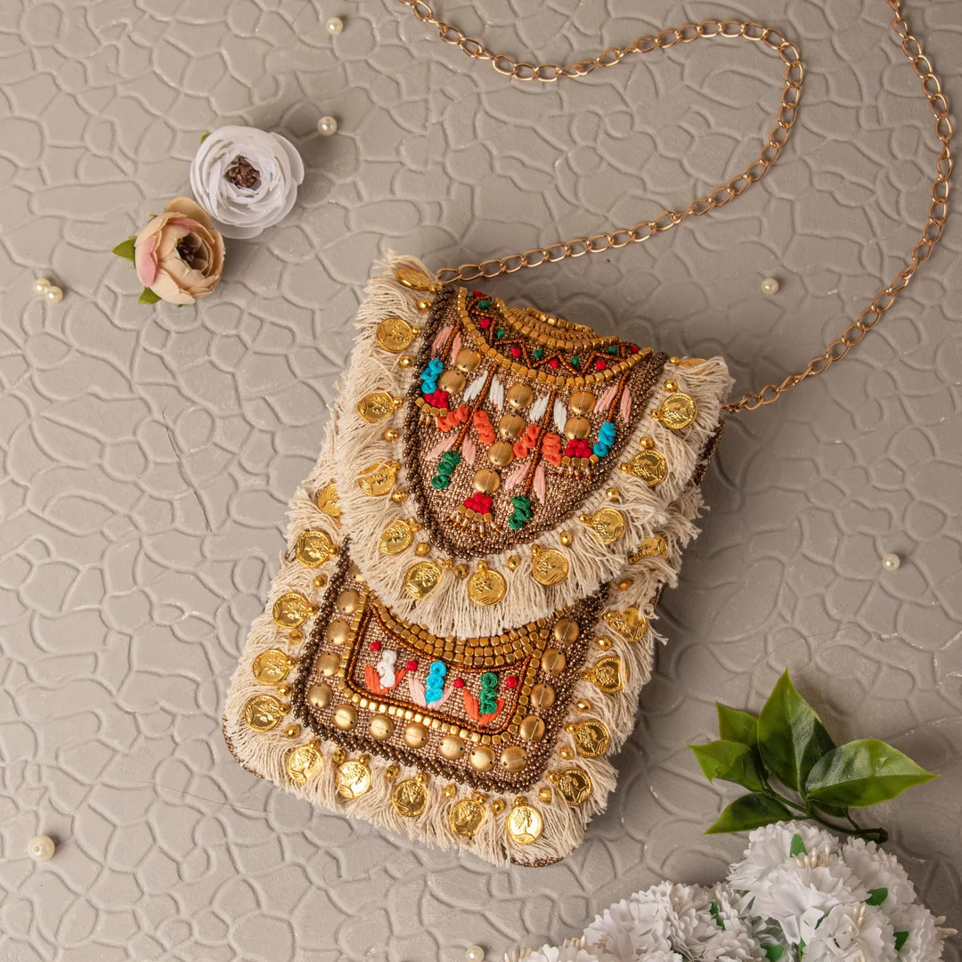 Bohemian Embroidered Jute Mobile Pouch: Lightweight Crossbody Phone Bag | Etsy (US)