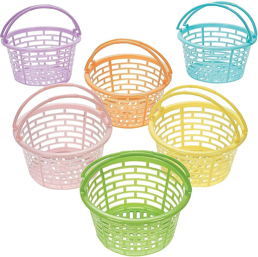 Fun Express Pastel Plastic Easter Baskets - Elevate Your Easter Party with These Colorful Round B... | Amazon (US)