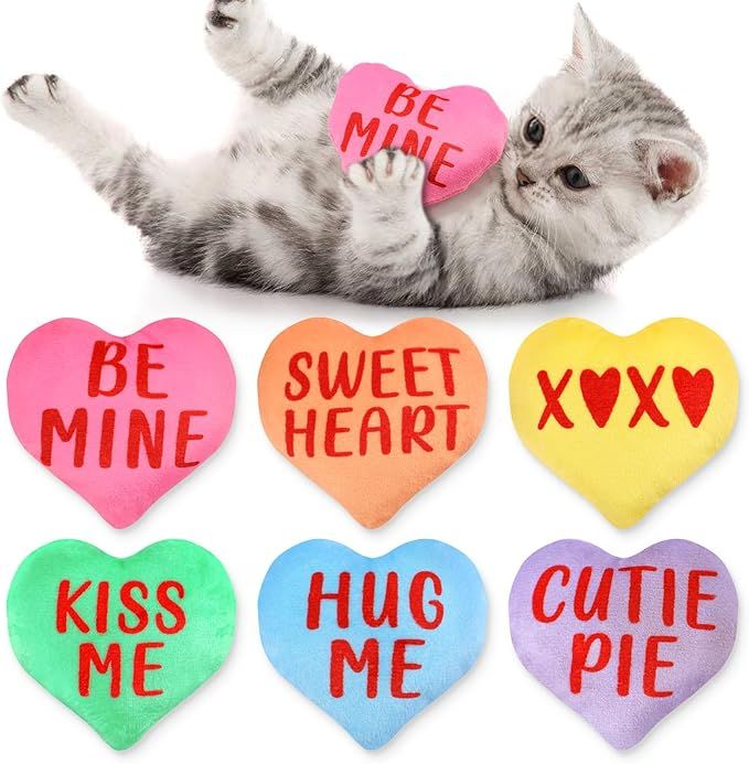 Petsinurarea Valentines Cat Catnip Toys 6PCS Sweetheart Sayings Valentines Day Cat Toys Gifts for... | Amazon (US)