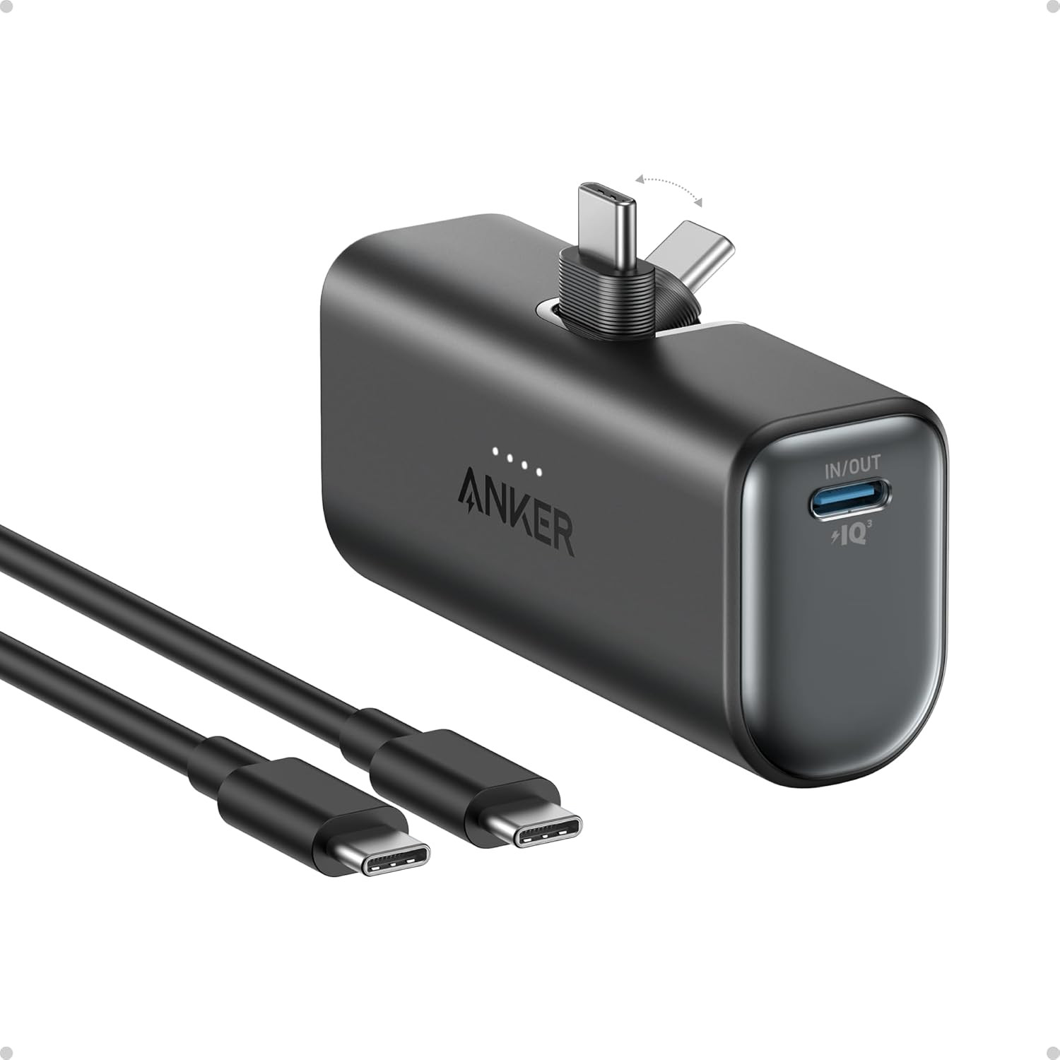 Anker Nano Power Bank,5,000mAh Portable Charger, Built-in USB-C Connector | Amazon (US)