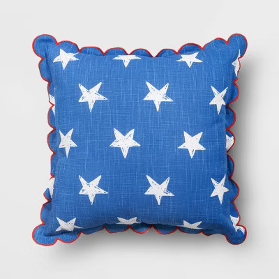 Scalloped Edge Printed Star Square Throw Pillow Blue/White - Sun Squad™ | Target