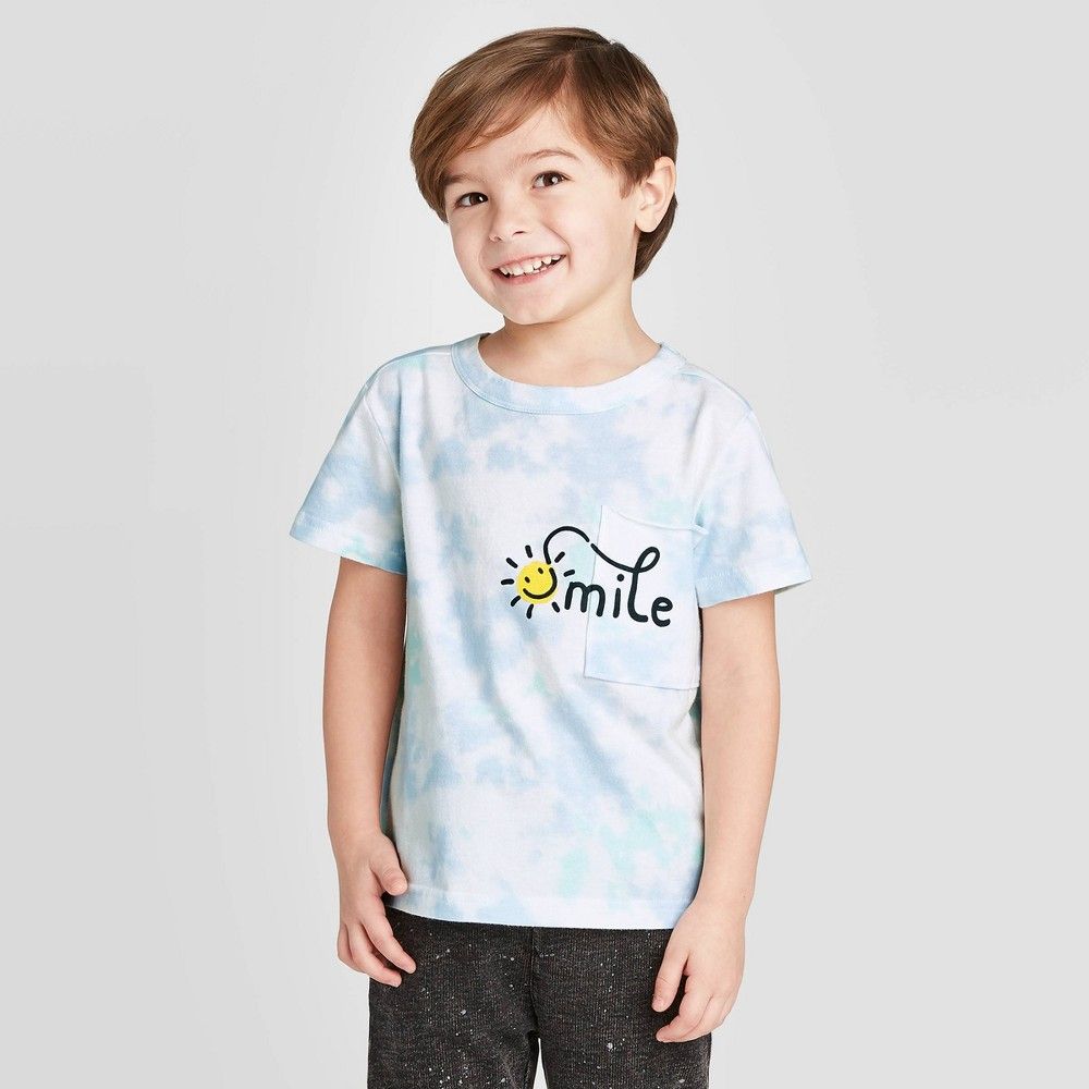 petiteToddler Boys' Short Sleeve Tie-Dye Smile Pocket Graphic T-Shirt - art class White 4T | Target
