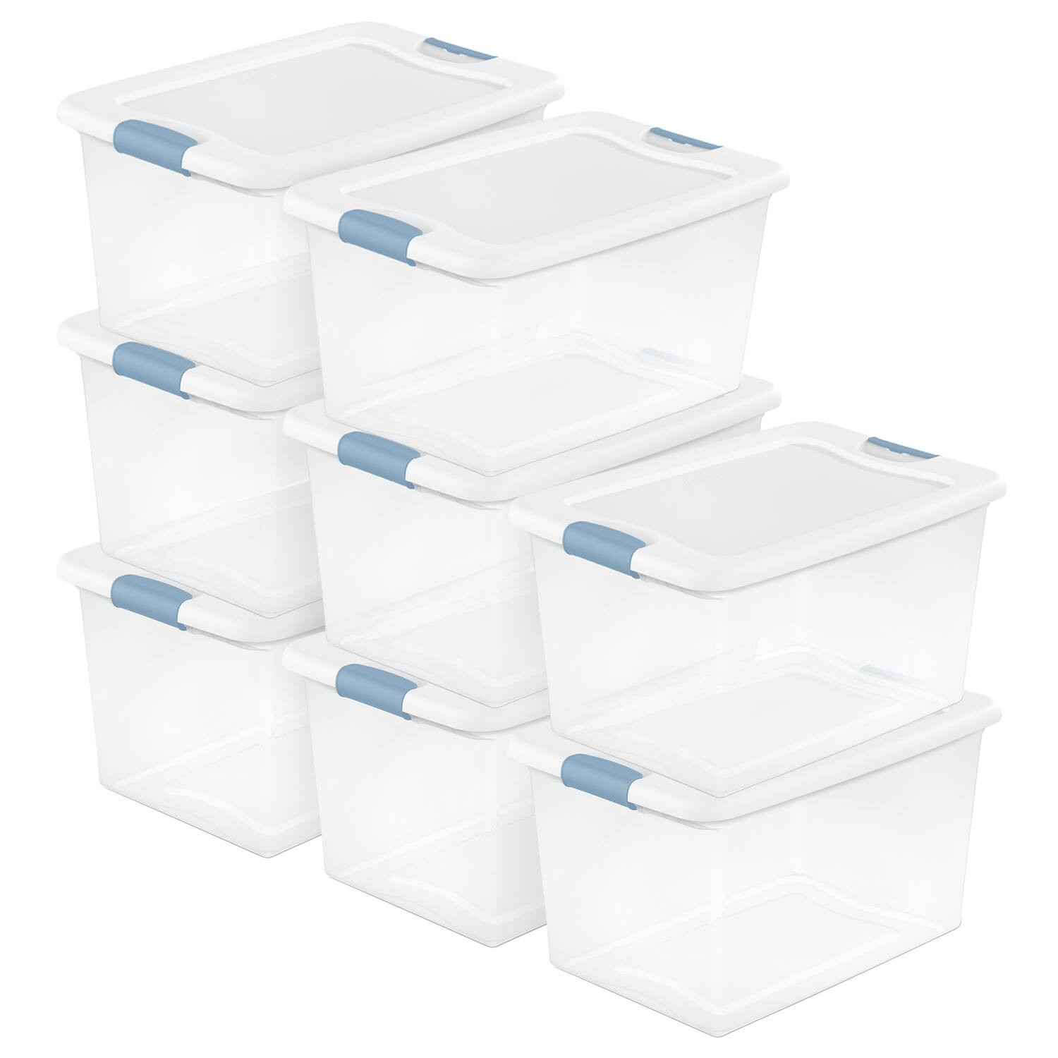 Sterilite - 64 Qt Latching Box Stackable Storage Container with Lid, White, 8 Pack | Best Buy U.S.