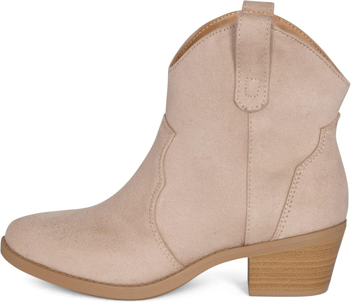 Chariot & Co Seamy- Women's Cowboy/Cowgirl Western Stitch Pull On Stacked Block Heel Pointed Toe ... | Amazon (US)