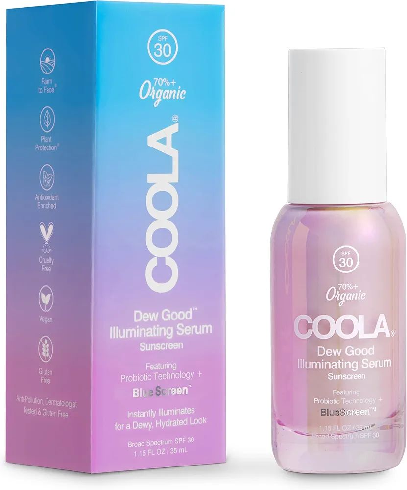 COOLA Organic Dew Good Illuminating Probiotic Serum with SPF 30, Dermatologist Tested Sunscreen w... | Amazon (US)