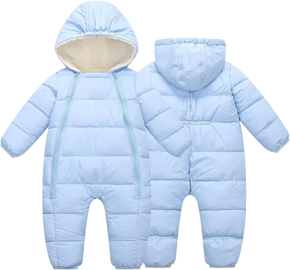 Baby Snowsuit Infant Boys Girls Puffer Jackets Toddler Warm Hooded Coat Winter Jumpsuit Double Zi... | Amazon (US)
