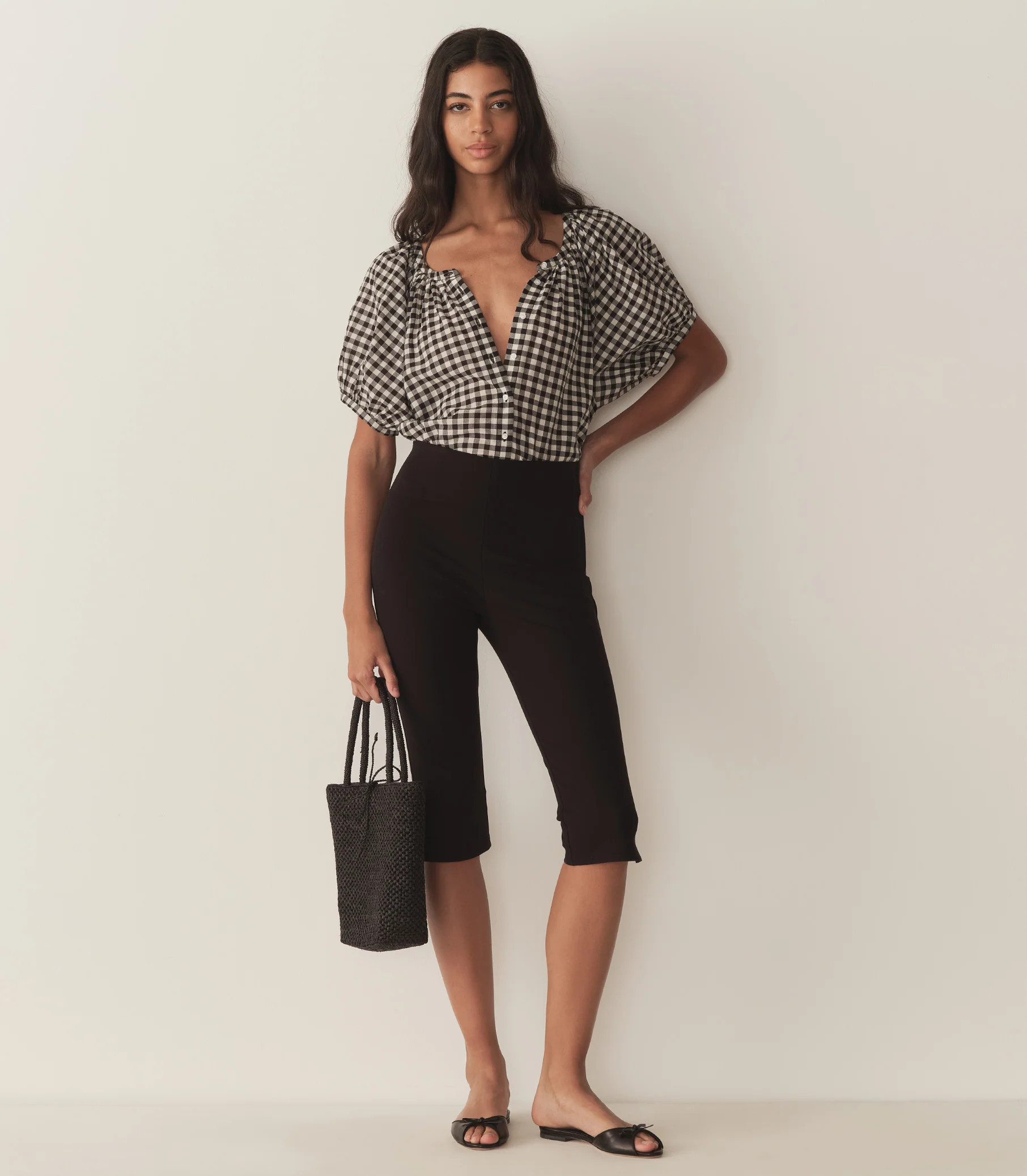 June Top - Noir Greta Gingham | DÔEN | DOEN