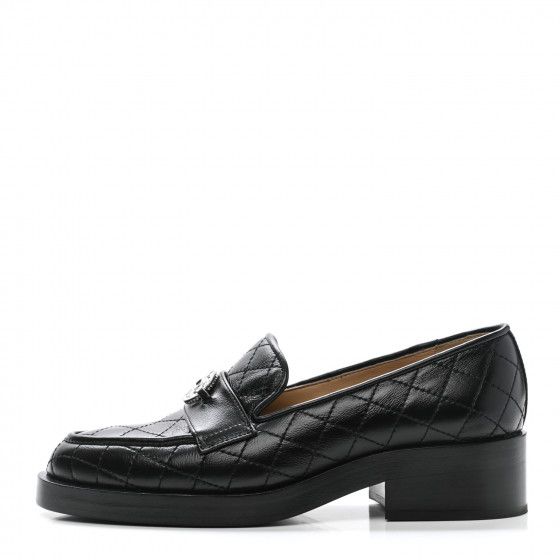 CHANEL Calfskin Stitched CC Loafers 35.5 Black | FASHIONPHILE (US)