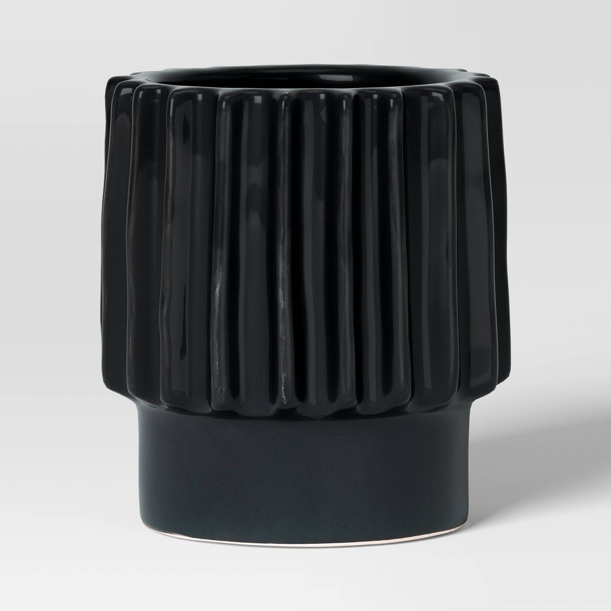 Geared Ceramic Indoor Outdoor Planter Pot Charcoal 9.9"x11.97" - Threshold™ | Target