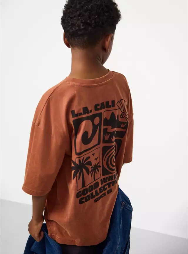 Orange Waves Graphic T-Shirt & Shorts Set 5 years | Tu Clothing
