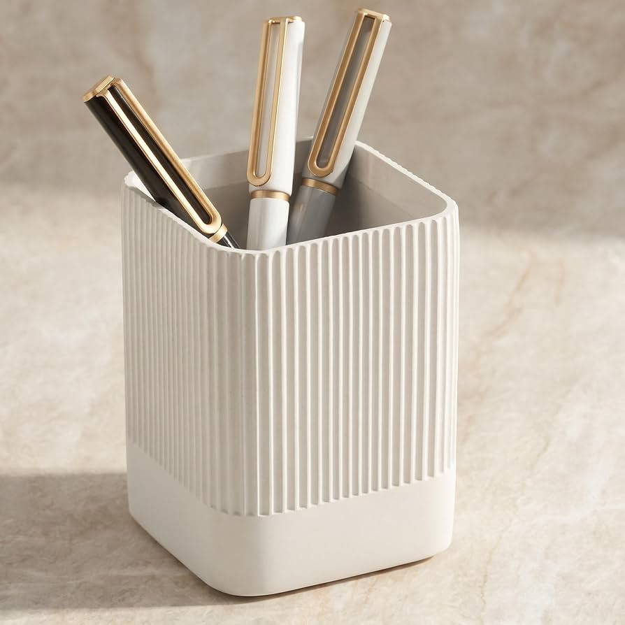 KIBAGA Aesthetic Pen Holder for Desk - Modern Concrete Pencil Holder - Cute and Functional Desk O... | Amazon (US)