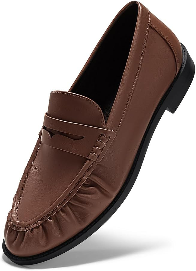 Coutgo Penny Loafers for Women Comfortable Slip on Shoes Collapsible Heel Closed Toe Dressy Casua... | Amazon (US)