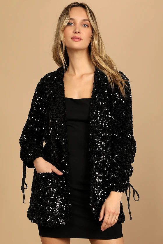 Break the Bank Black Velvet Sequin Blazer | Lulus (US)