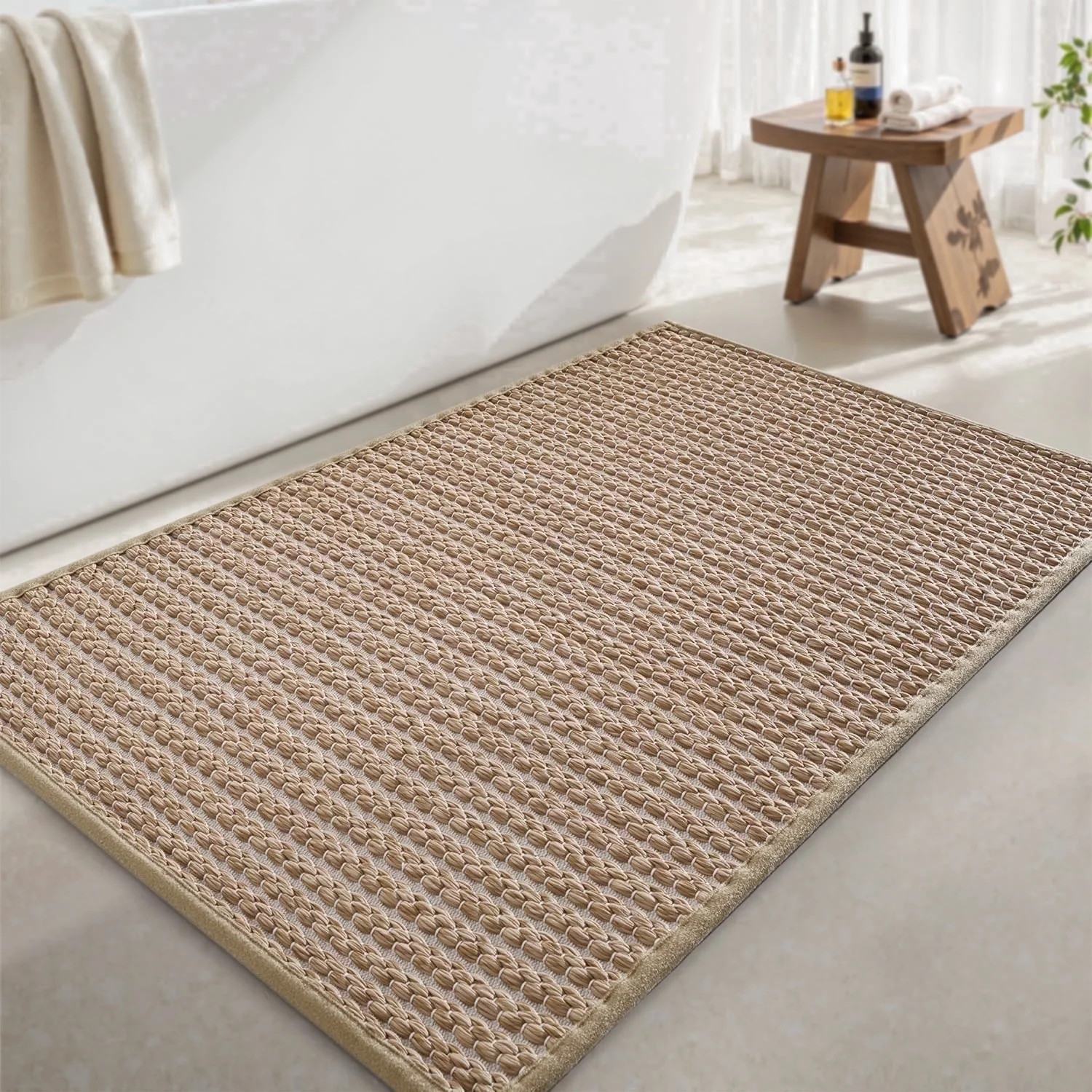 SIXHOME 16"x24" Bathroom Rug Non-Slip Absorbent Bath Mat Quick Dry Thin Soft Woven Boho Floor Mat... | Walmart (US)