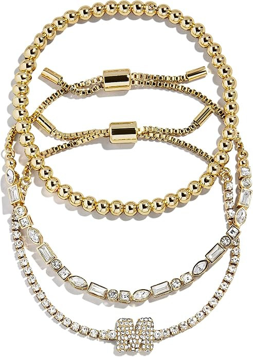 BaubleBar Three Bracelet Gift Set for Women, Gold-Plated Initial Beaded Bracelets, Fashion Jewelr... | Amazon (US)