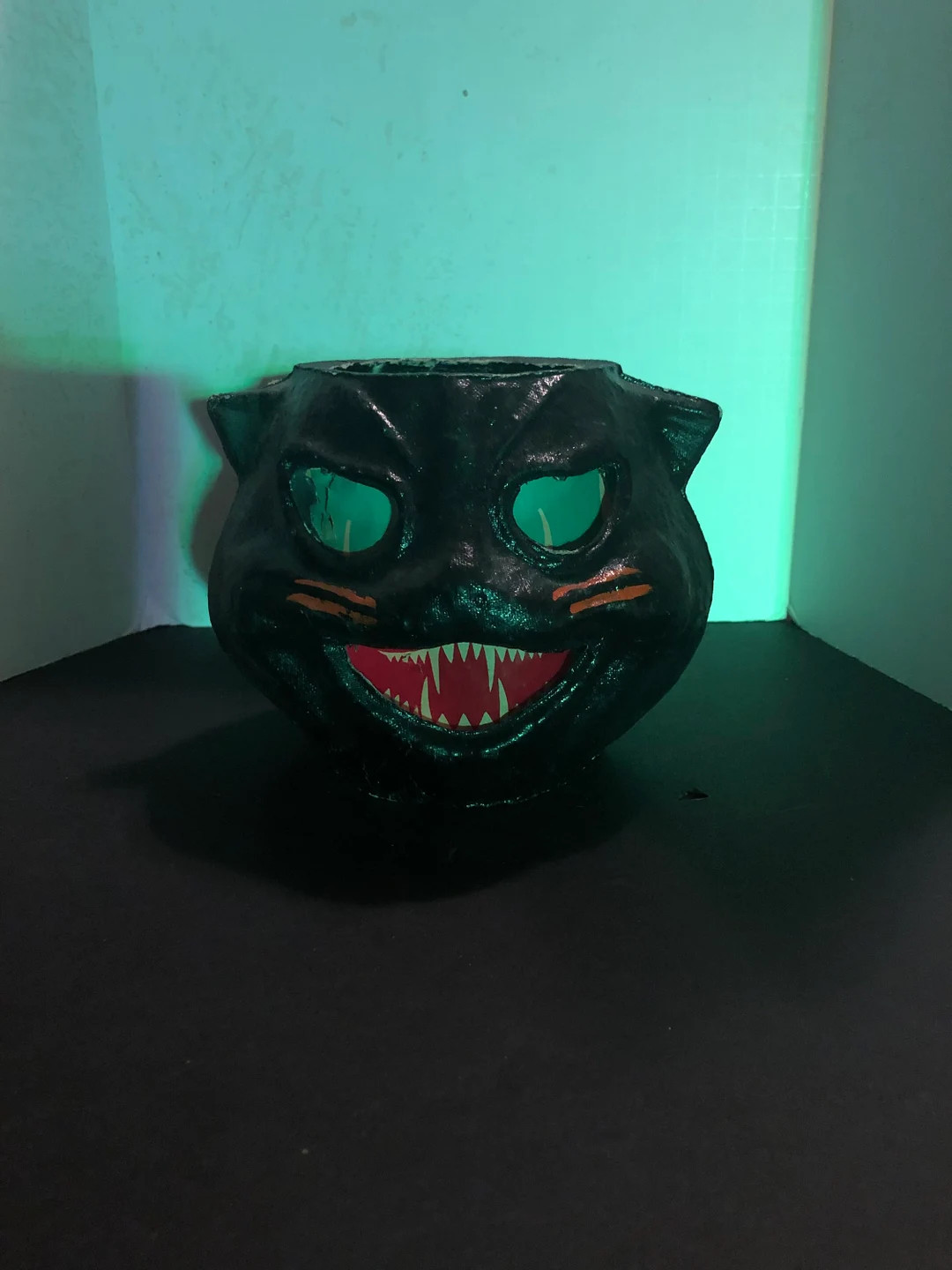Vintage Paper Mache Black Cat Halloween Candy Holder - Etsy | Etsy (US)