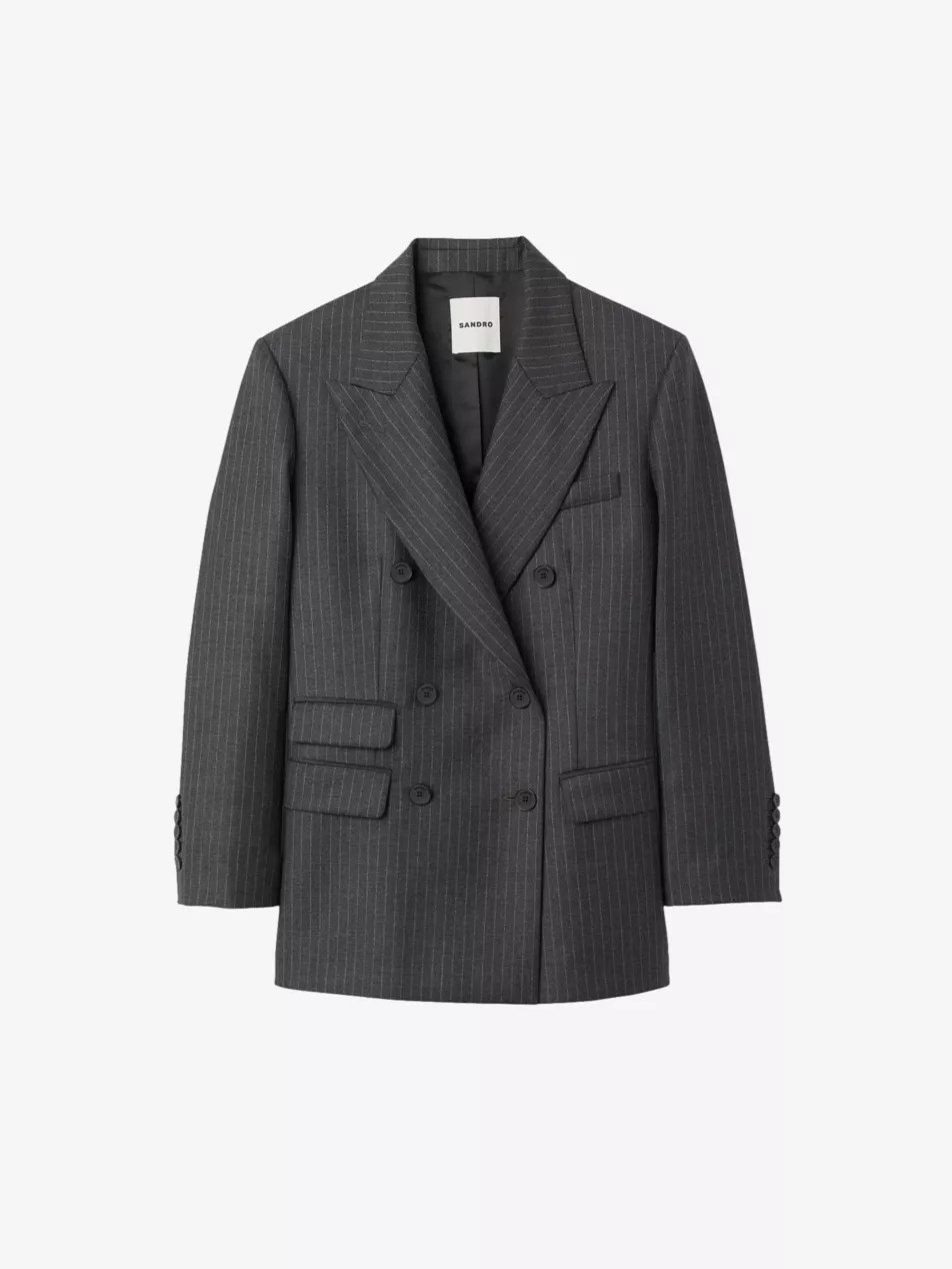 Kelia double-breasted pinstripe wool blazer | Selfridges