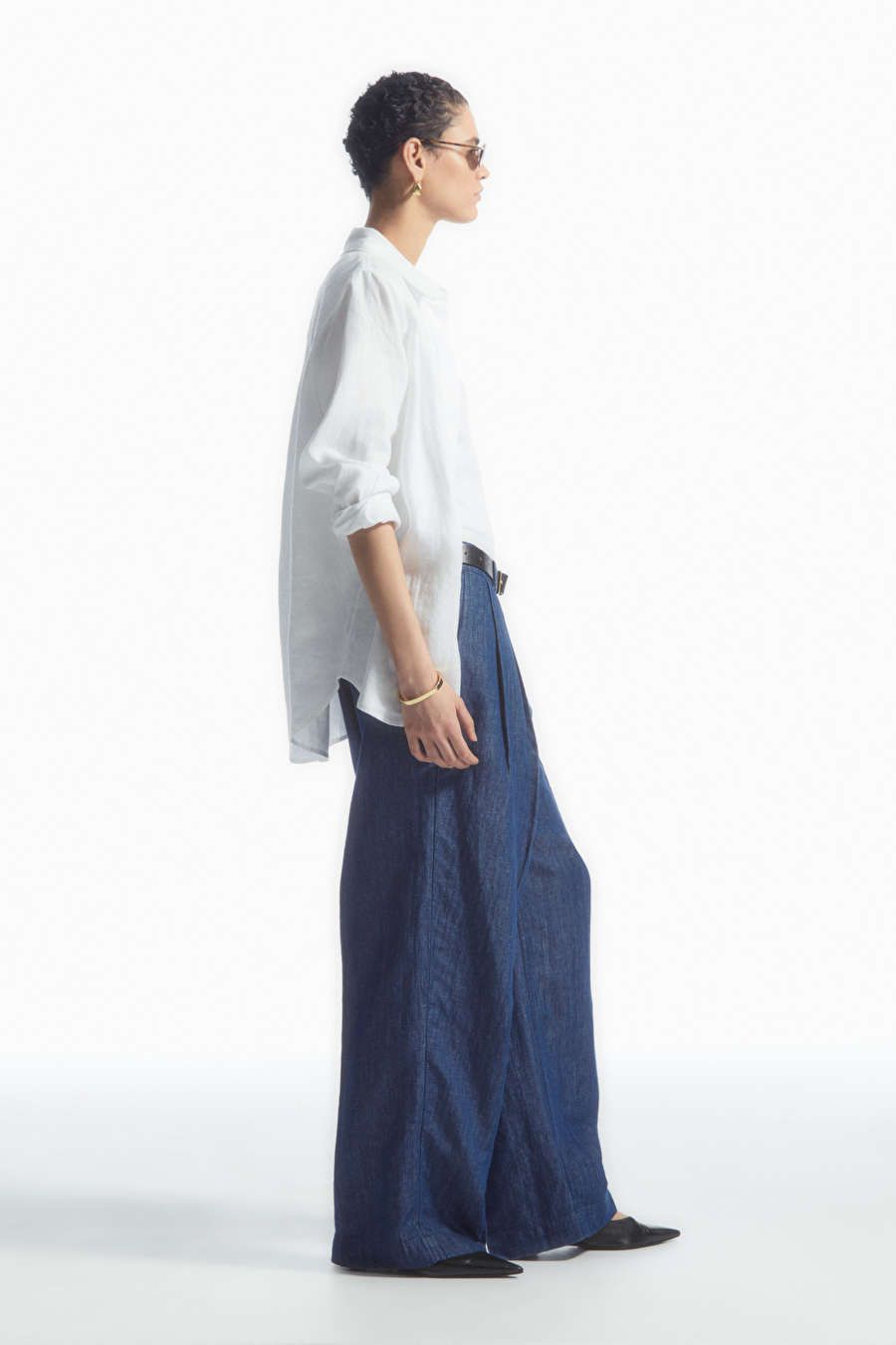 WIDE-LEG TAILORED DENIM TROUSERS - BLUE - Trousers - COS | COS (US)
