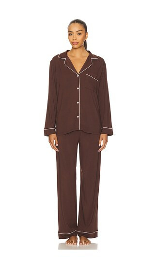 eberjey Gisele Long Pj Set in Chocolate. - size L | Revolve Clothing (Global)