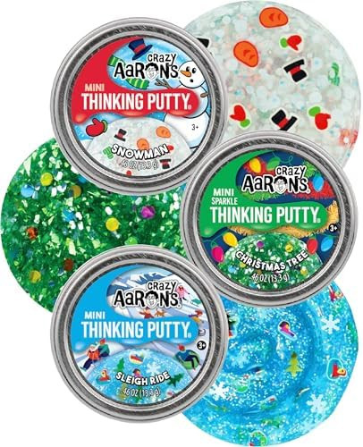 Crazy Aaron's Putty Mini Tins 2024 Holiday (Christmas) Set with Snowman, Christmas Tree and Sleig... | Amazon (US)