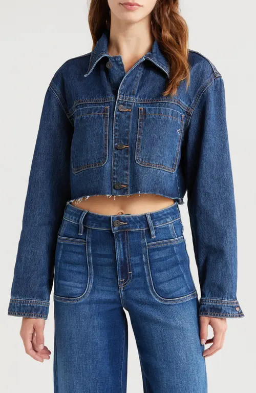 HIDDEN JEANS Classic Crop Denim Jacket in Dark Wash at Nordstrom, Size X-Small | Nordstrom