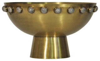 Worlds Away Harvey Antique Brass Bowl with Stone Detail | Houzz (App)
