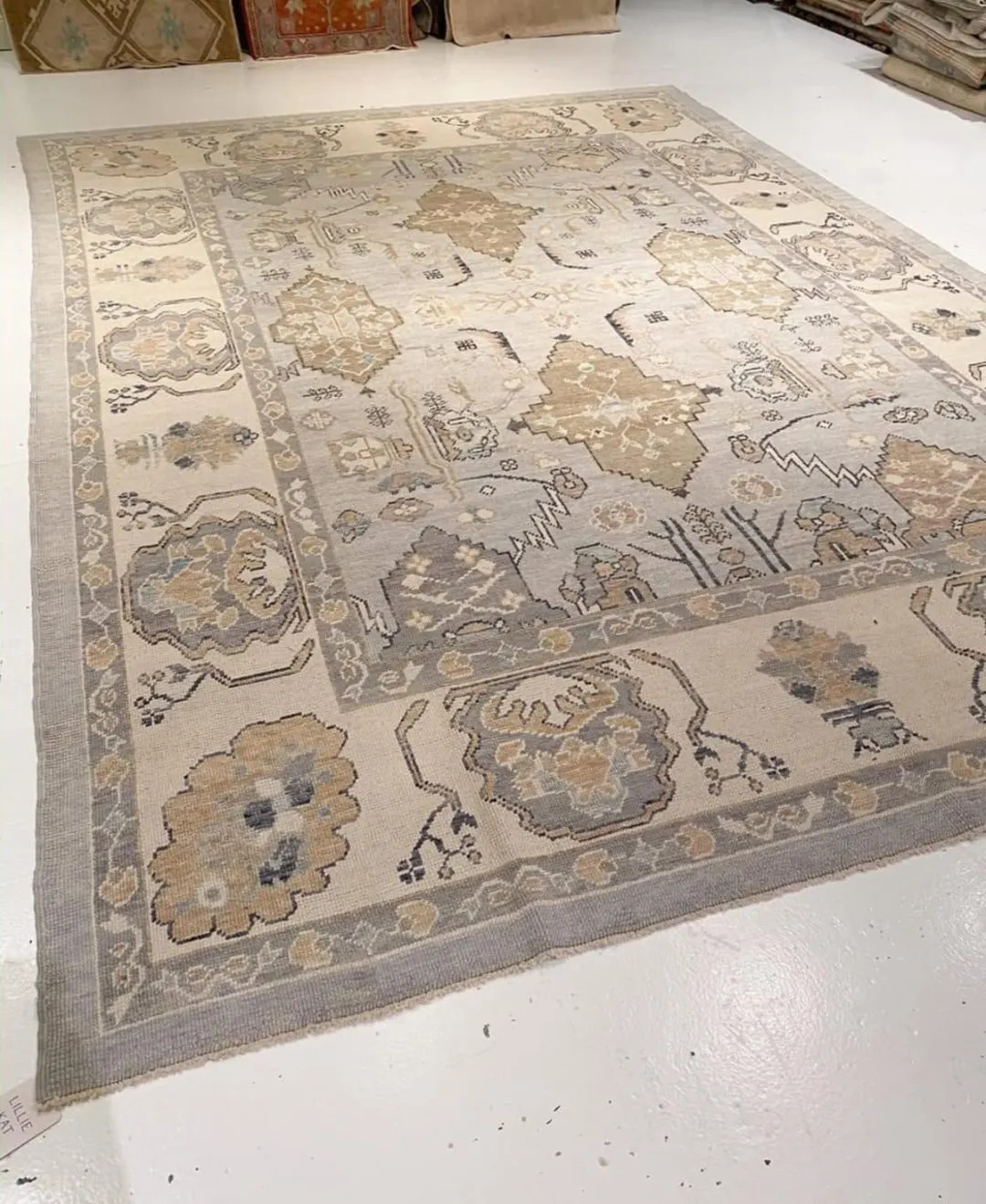 Beige Gray Oushak Rug | Hand Knotted Wool Turkish Carpet | Neutral Taupe Oriental Area Rug | Vint... | Etsy (US)