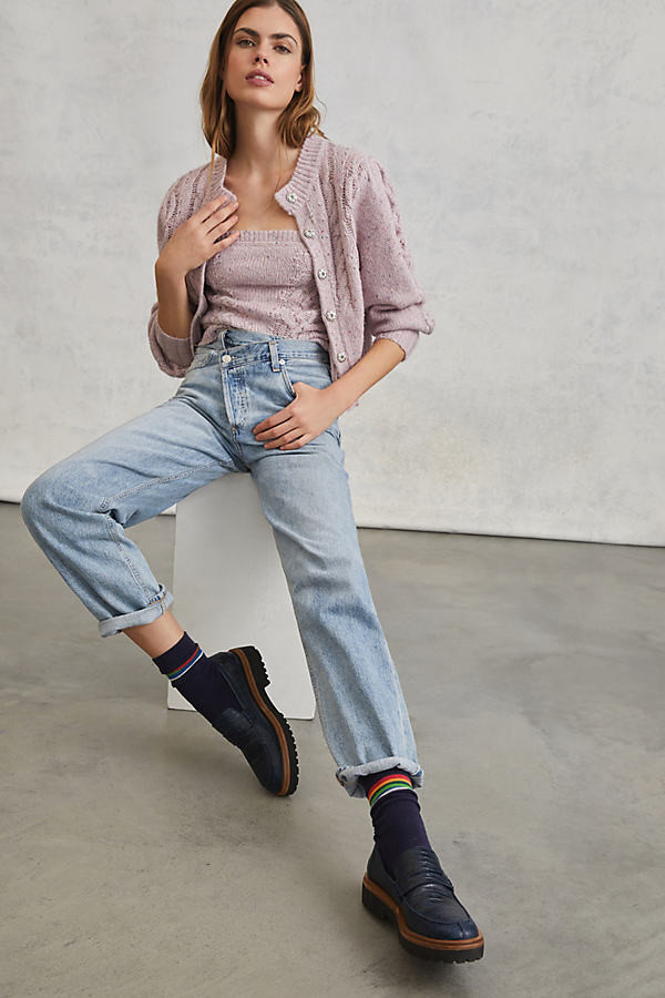 AGOLDE Criss-Crossed Ultra High-Rise Straight Jeans By AGOLDE in Blue Size 29 | Anthropologie (US)