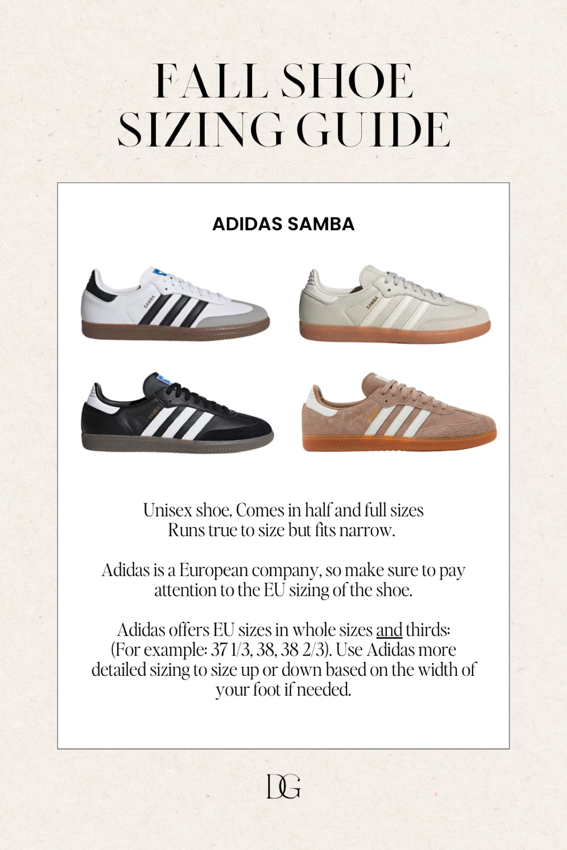 Adidas Samba sizing

#LTKstyletip #LTKshoecrush #LTKSeasonal