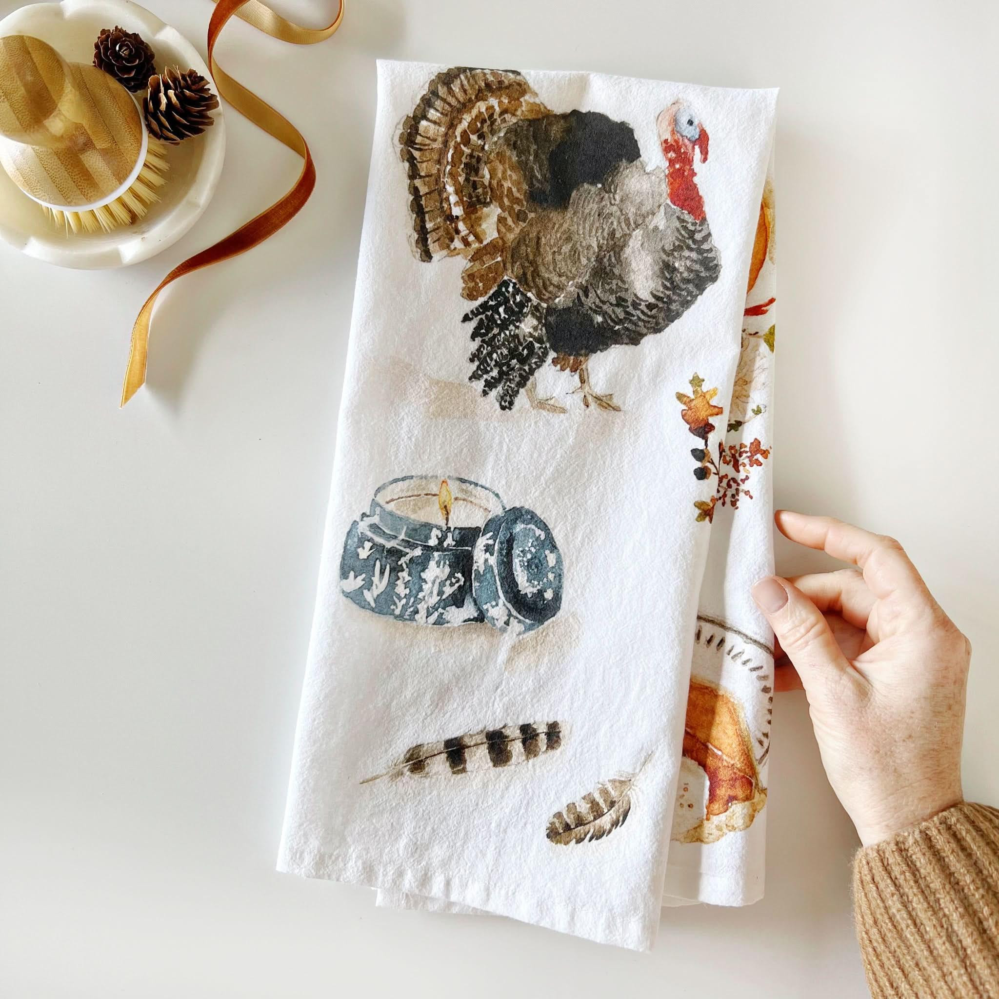 thanksgiving cotton flour sack tea towel | Emily Lex Studio