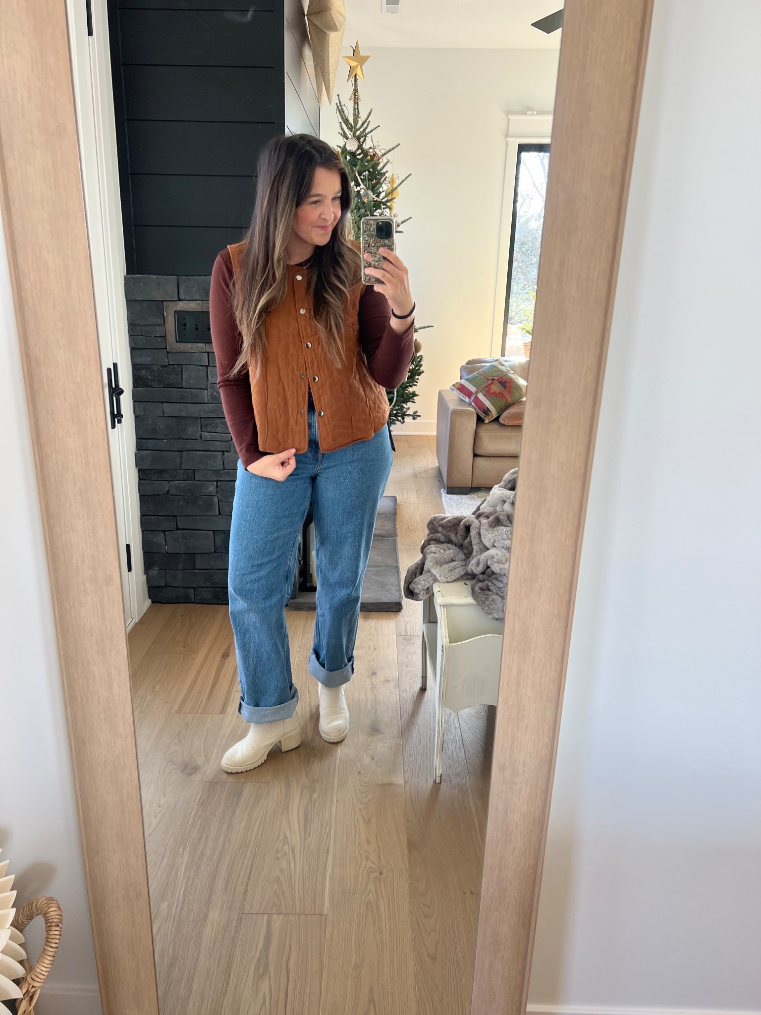 Brown vest with embroidery same color flowers🤍

#LTKTall