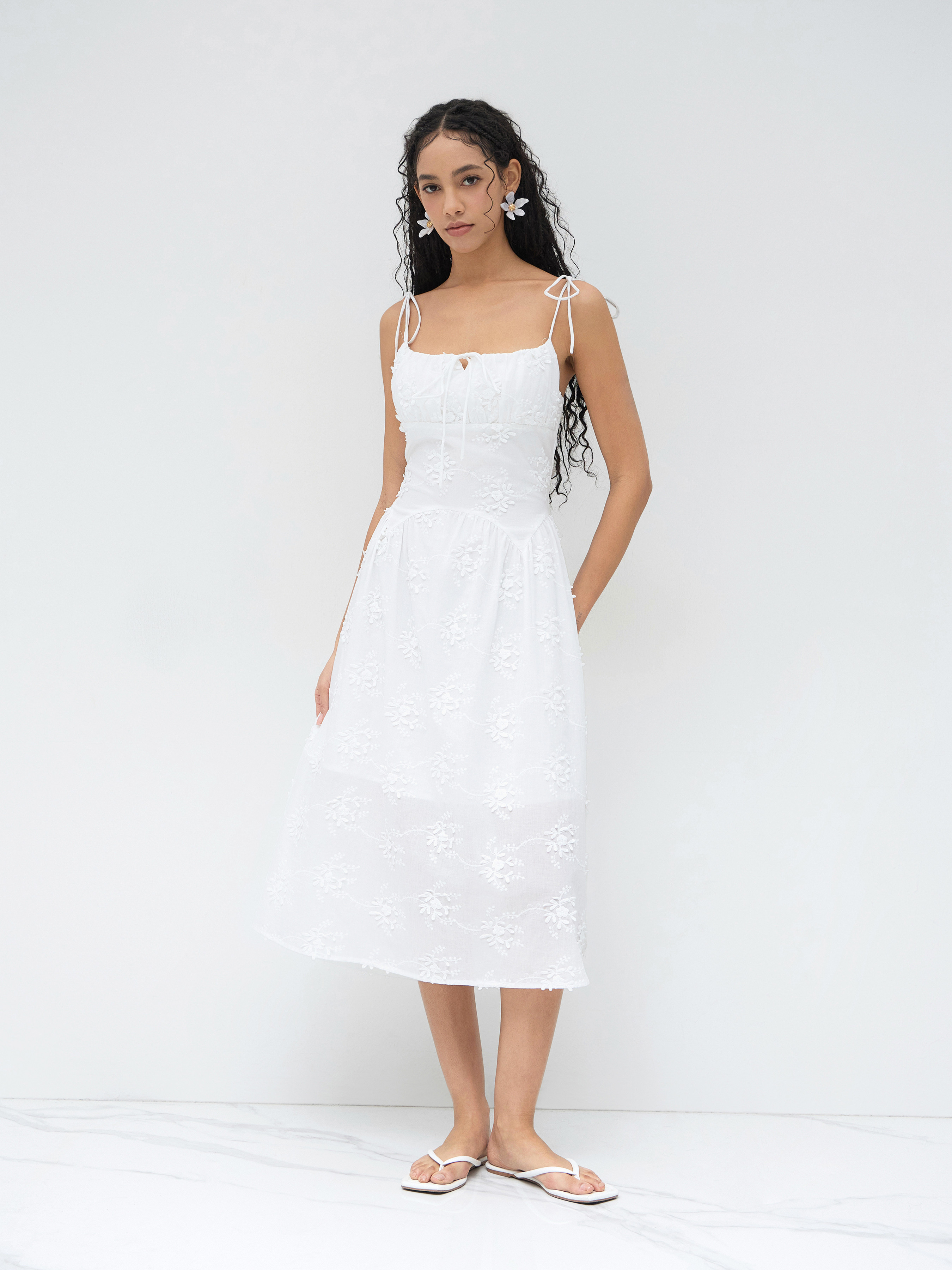 Cotton Scoop Neckline Floral Knotted Maxi Dress | Cider