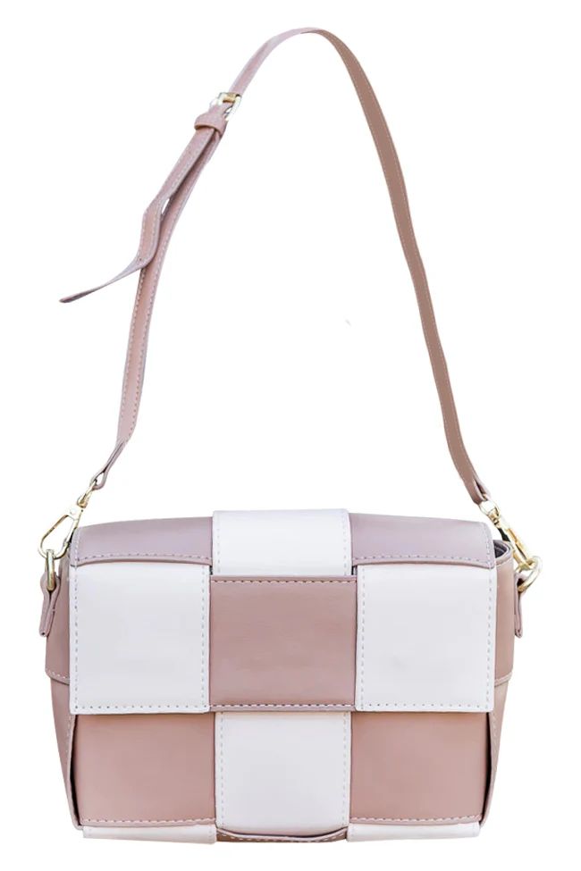 Chic Intuition Beige and Brown Checkered Crossbody Purse FINAL SALE | Pink Lily