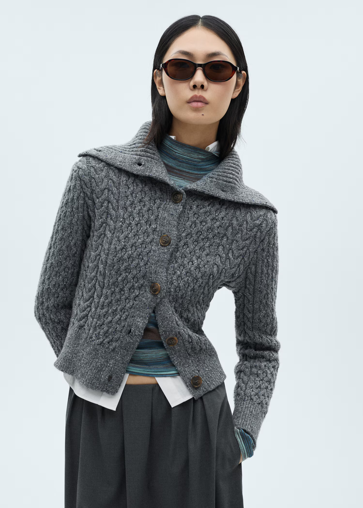 Cabled heather cardigan | Mango (US/MX/AU)