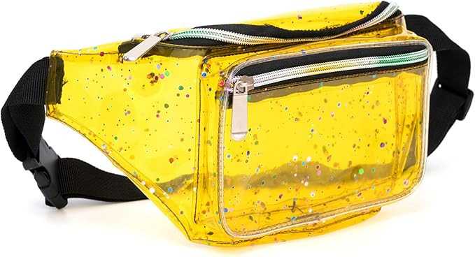 Festival Rave 80S 90S Holographic Yellow Transparent Multicolor Clear Fanny Pack for Women Girls ... | Amazon (US)